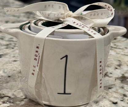 New Rae Dunn white ceramic Christmas pine tree measuring cup set