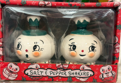 New release Christmas Johanna Parker snowman head salt & pepper shaker set