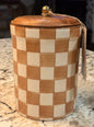 New 8” ceramic Made in India butter check canister decor
