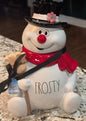 New Rae Dunn Frosty the Snowman Christmas cookie jar canister decor