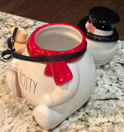 New Rae Dunn Frosty the Snowman Christmas cookie jar canister decor