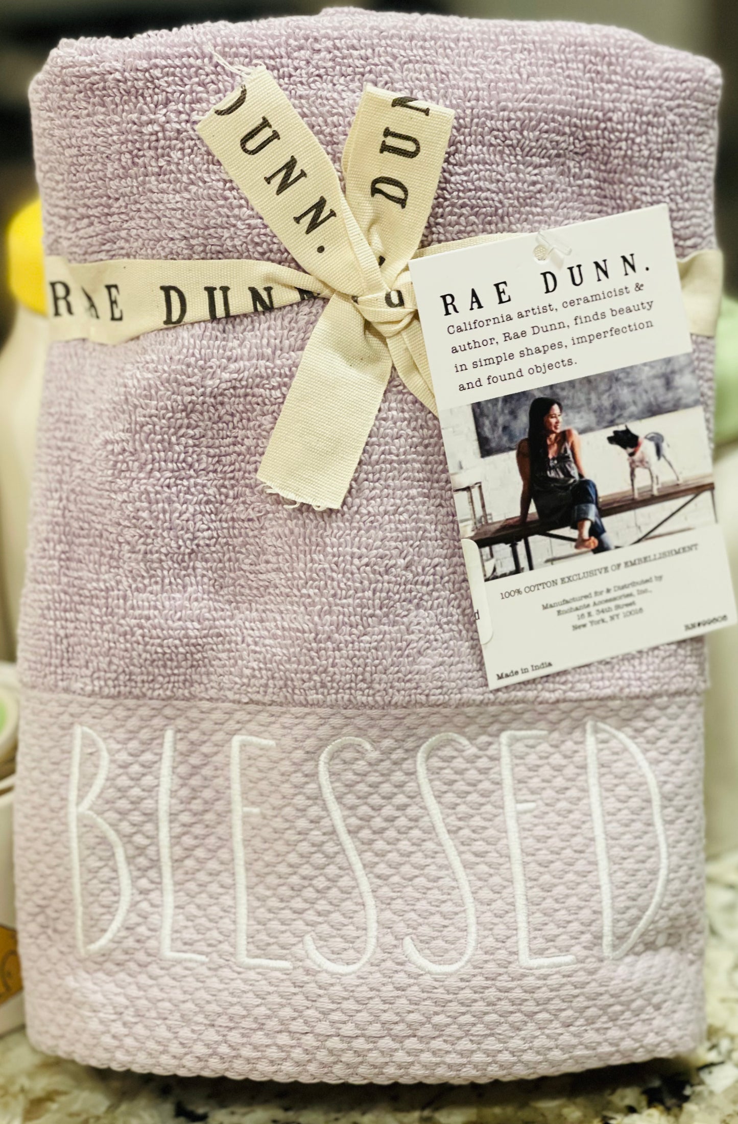 New Rae Dunn purple 2-piece Bathroom Hand Towel Set (2)