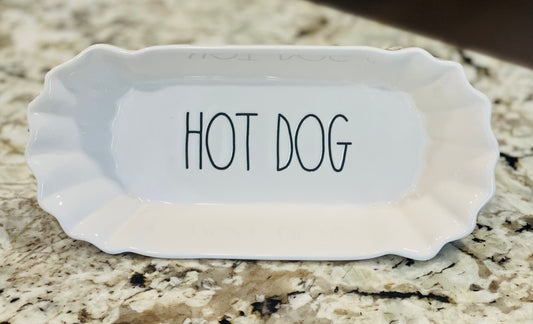 New Rae Dunn white ceramic HOT DOG holder