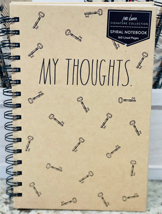 New Rae Dunn 5x7 Spiral lined notebook -MY THOUGHTS