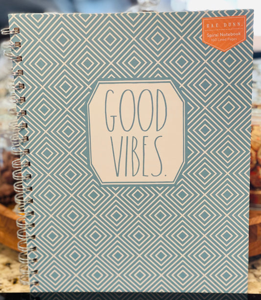 New Rae Dunn 8x10 Spiral lined notebook -GOOD VIBES