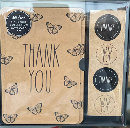 New Rae Dunn 12-pack THANK YOU cards (blank inside) BEE print