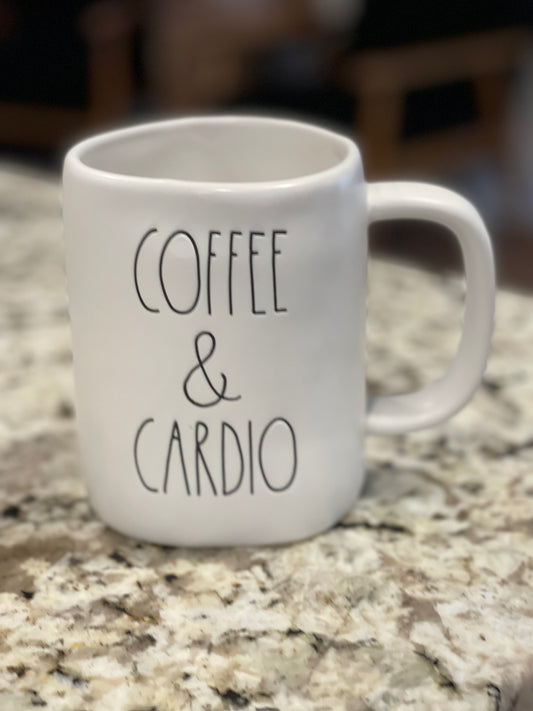 New Rae Dunn ceramic coffee mug COFFEE & CARDIO