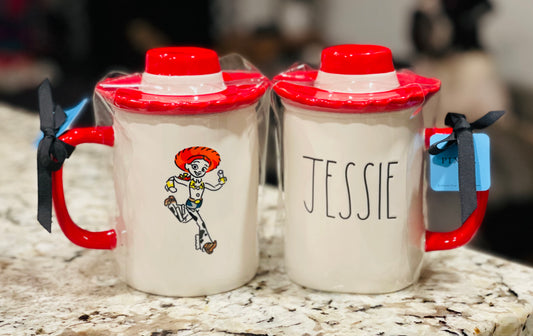 New Rae Dunn ceramic Pixar Toy Story Movie collection JESSIE topper mug
