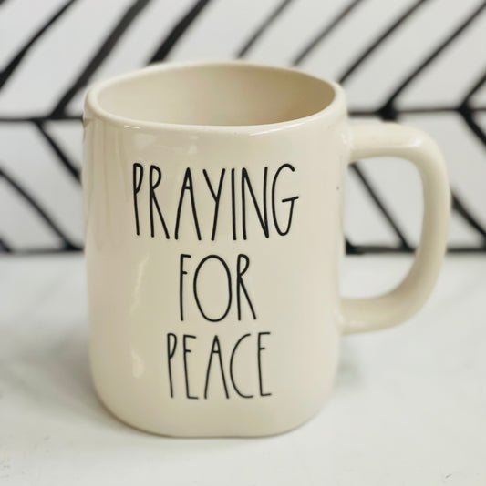 New Rae Dunn ceramic coffee mug-PRAYING FOR PEACE