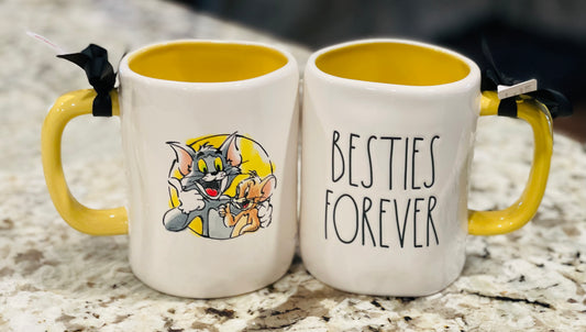New Rae Dunn ceramic Tom & Jerry coffee mug BESTIES FOREVER