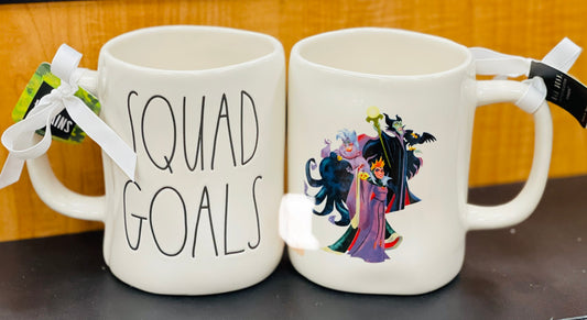 New Rae Dunn Disney Villan line ceramic coffee mug -SQUAD GOALS