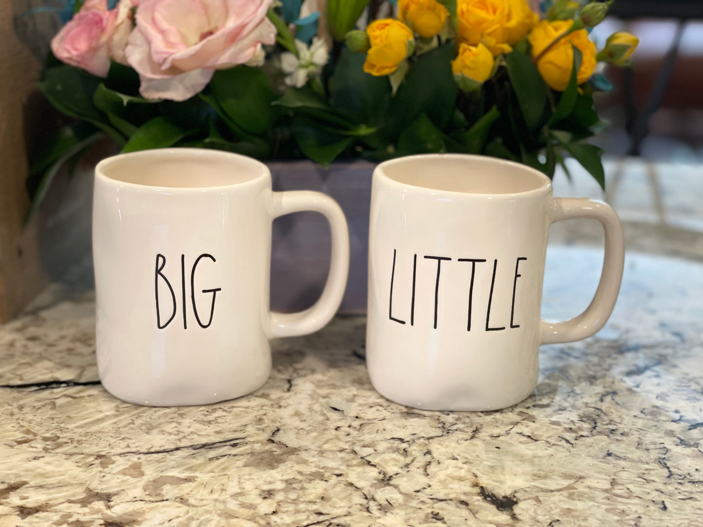 Rae Dunn ceramic coffee mug set BIG /LITTLE