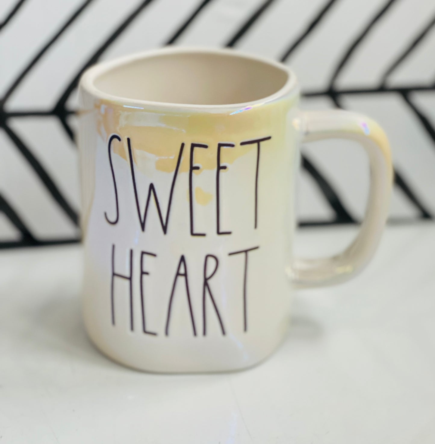 New Rae Dunn ceramic iridescent coffee mug-SWEETHEART