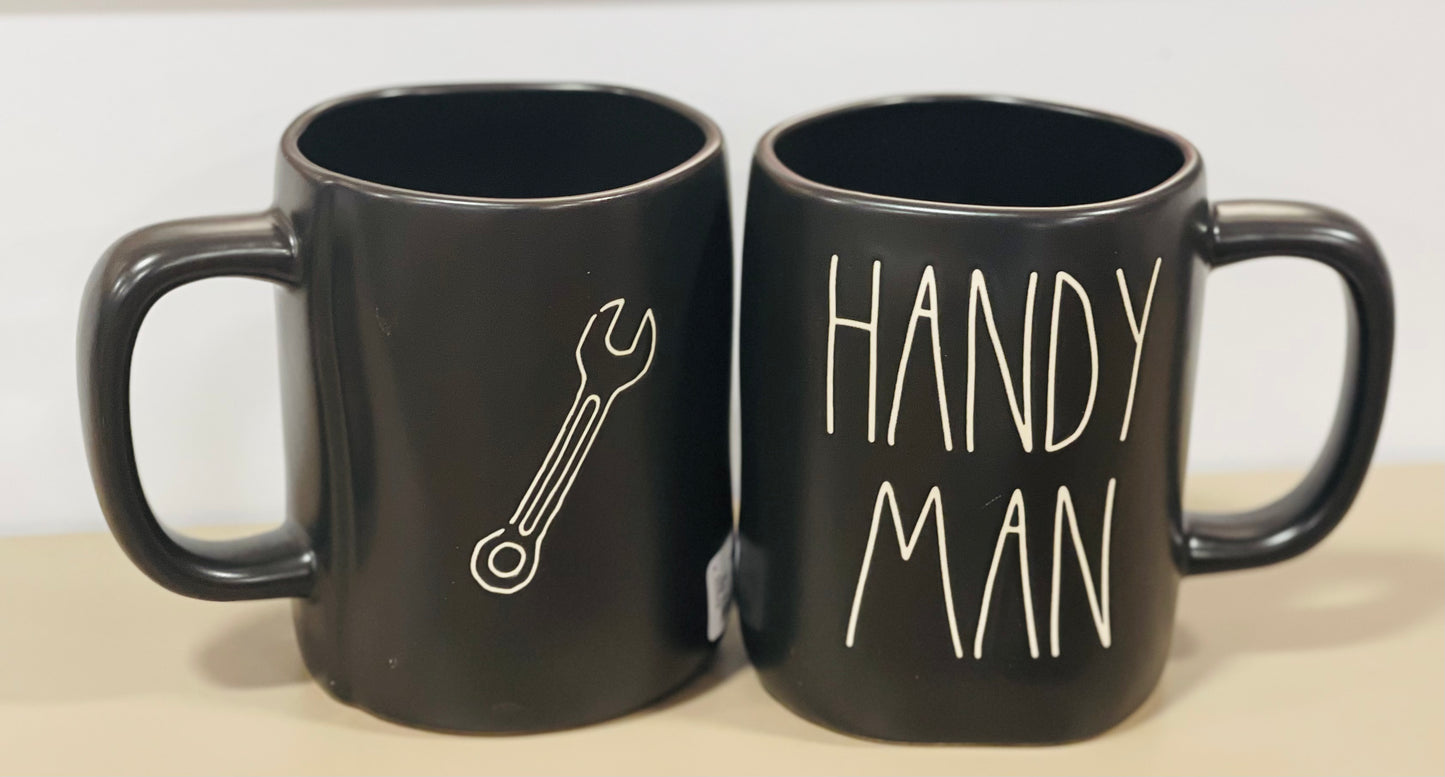 New Rae Dunn black ceramic coffee mug HANDY MAN