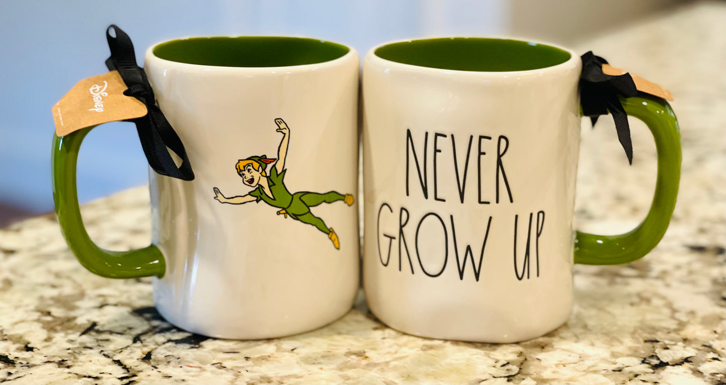 New Rae Dunn Disney Peter Pan movie coffee mug NEVER GROW UP