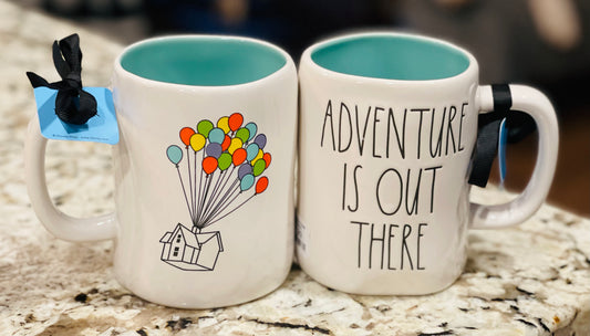 New Rae Dunn ceramic coffee mug UP! movie ADVENTURE IS OUT THERE