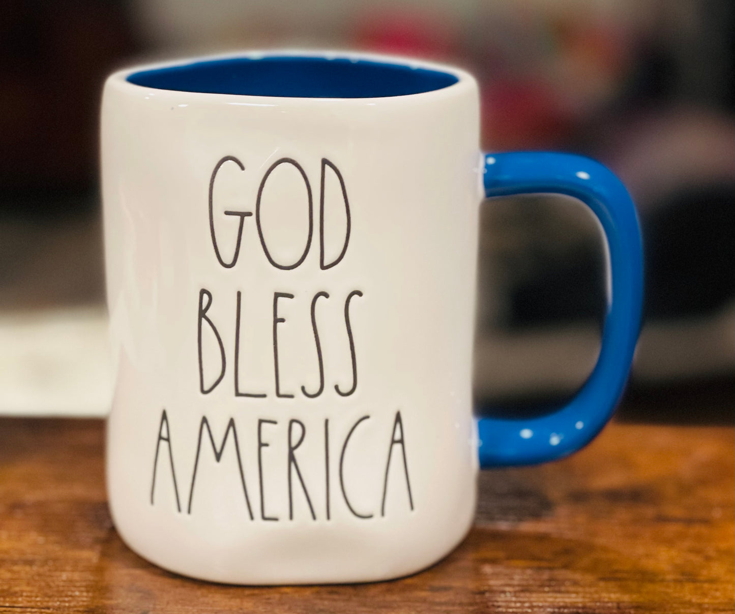 New Rae Dunn ceramic Americana coffee mug GOD BLESS THE USA