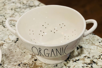 New Rae Dunn white ceramic ORGANIC colander