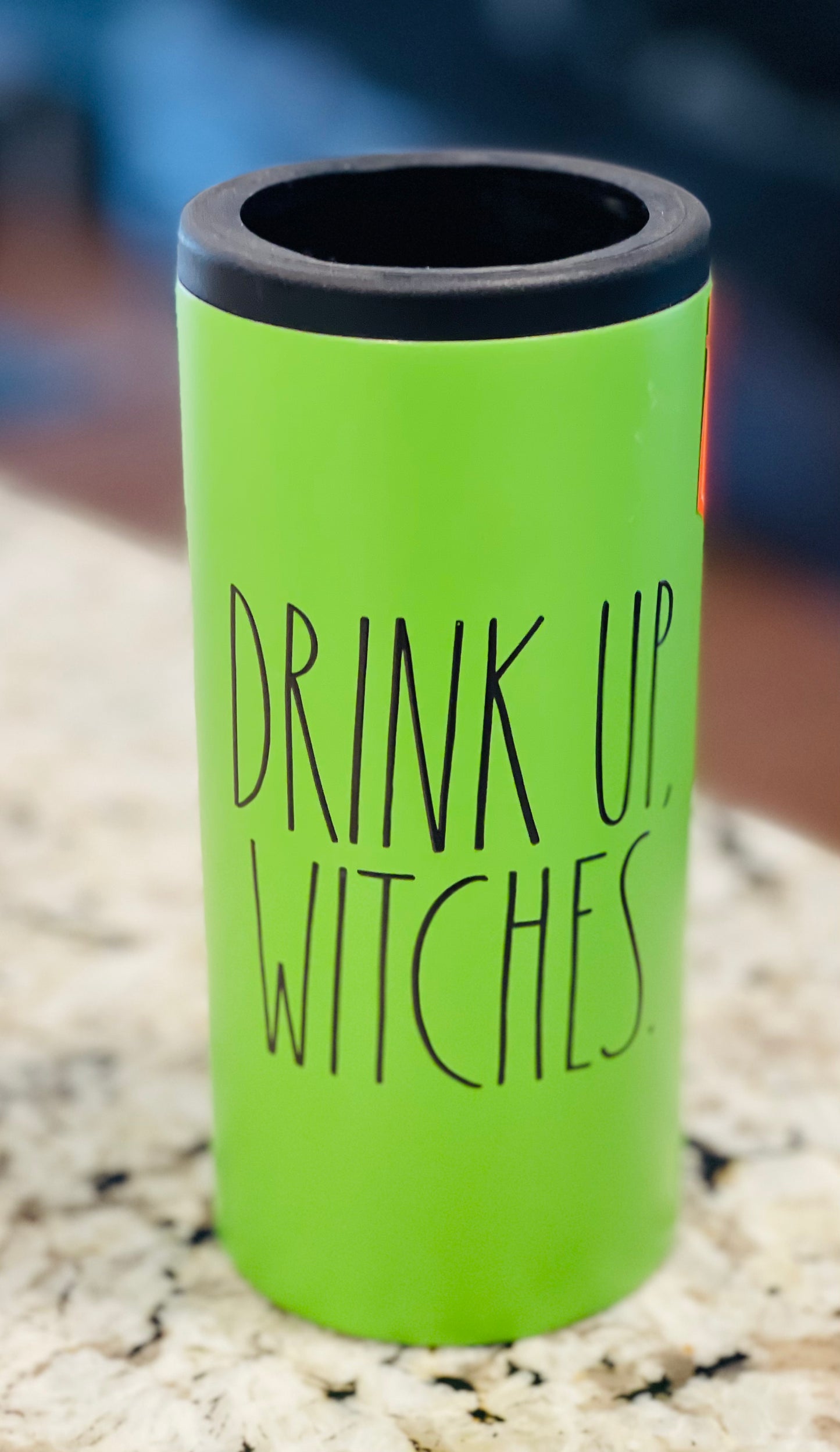 New Rae Dunn Halloween green slim can coozie