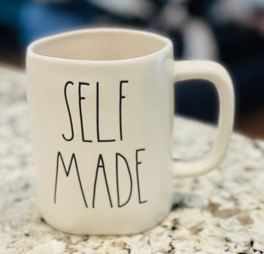 New Rae Dunn white ceramic coffee mug -SELF MADE