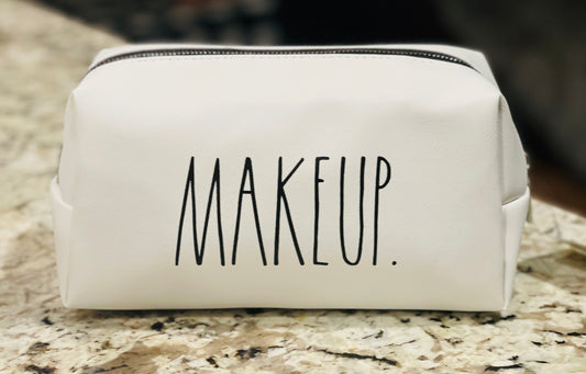 New Rae Dunn white MAKEUP cosmetics bag