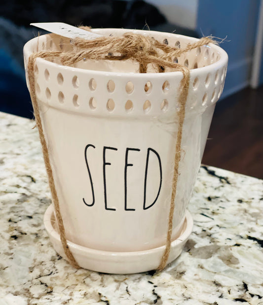 New Rae Dunn ceramic SEED planter