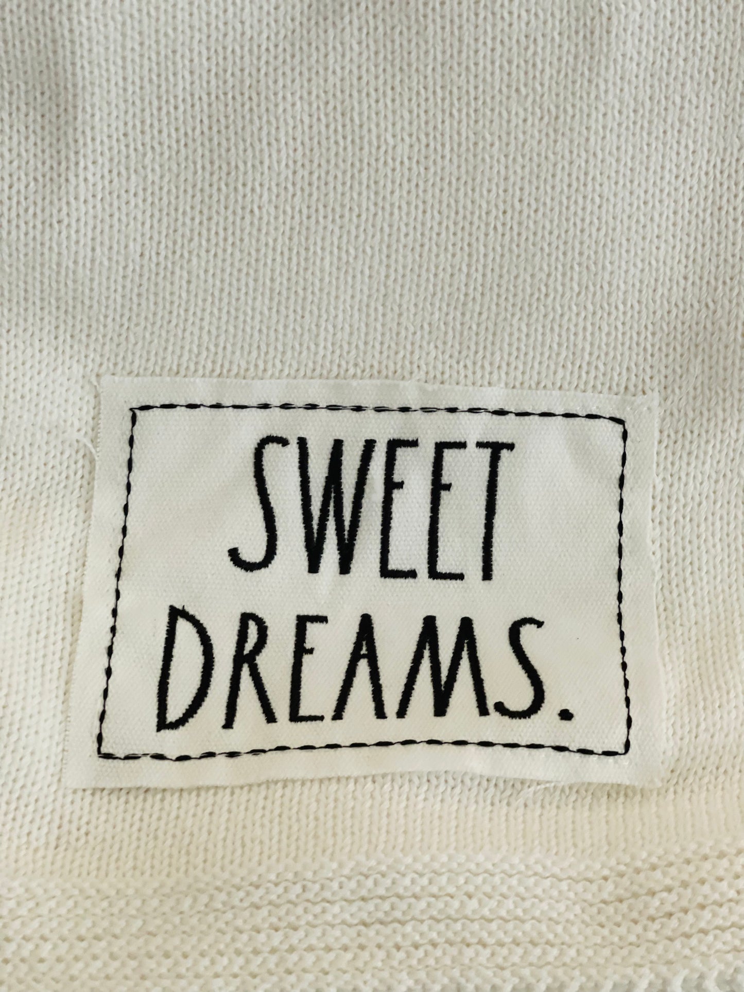 New Rae Dunn white knit blanket 30x40-SWEET DREAMS