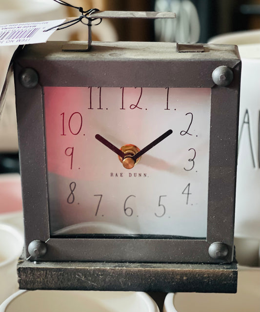 Rae Dunn gray riveted desk clock