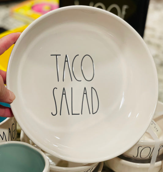 New Rae Dunn white ceramic TACO SALAD bowl