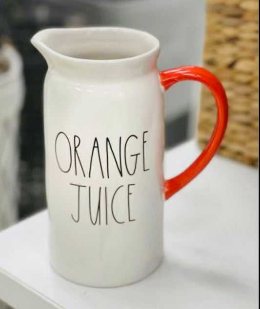 New Rae Dunn ceramic ORANGE JUICE pitcher