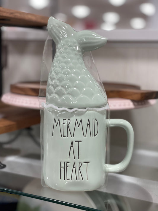 New Rae Dunn ceramic topper mug MERMAID AT HEART