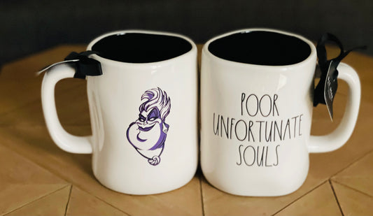 New Rae Dunn ceramic The Little Mermaid coffee movie mug POOR UNFORTUNATE SOULS