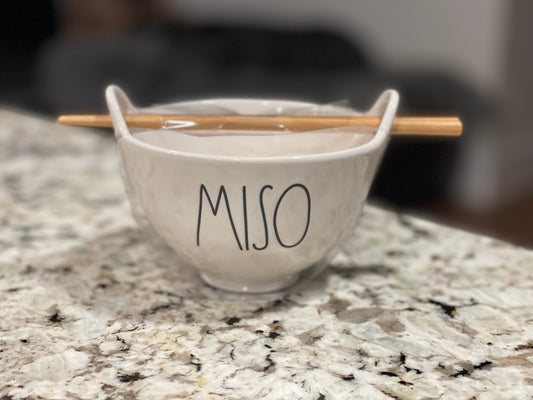 New Rae Dunn ceramic small MISO bowl with chopsticks