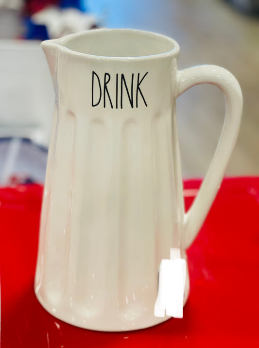 New Rae Dunn white ceramic DRINK pitcher