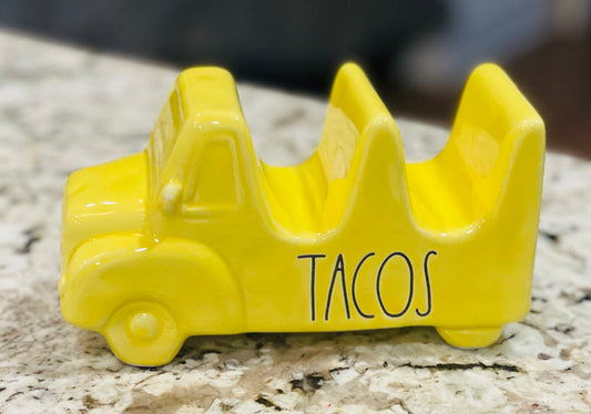 New Rae Dunn yellow ceramic TACO truck holder