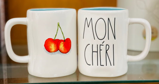 New Rae Dunn ceramic coffee mug set MON CHERI