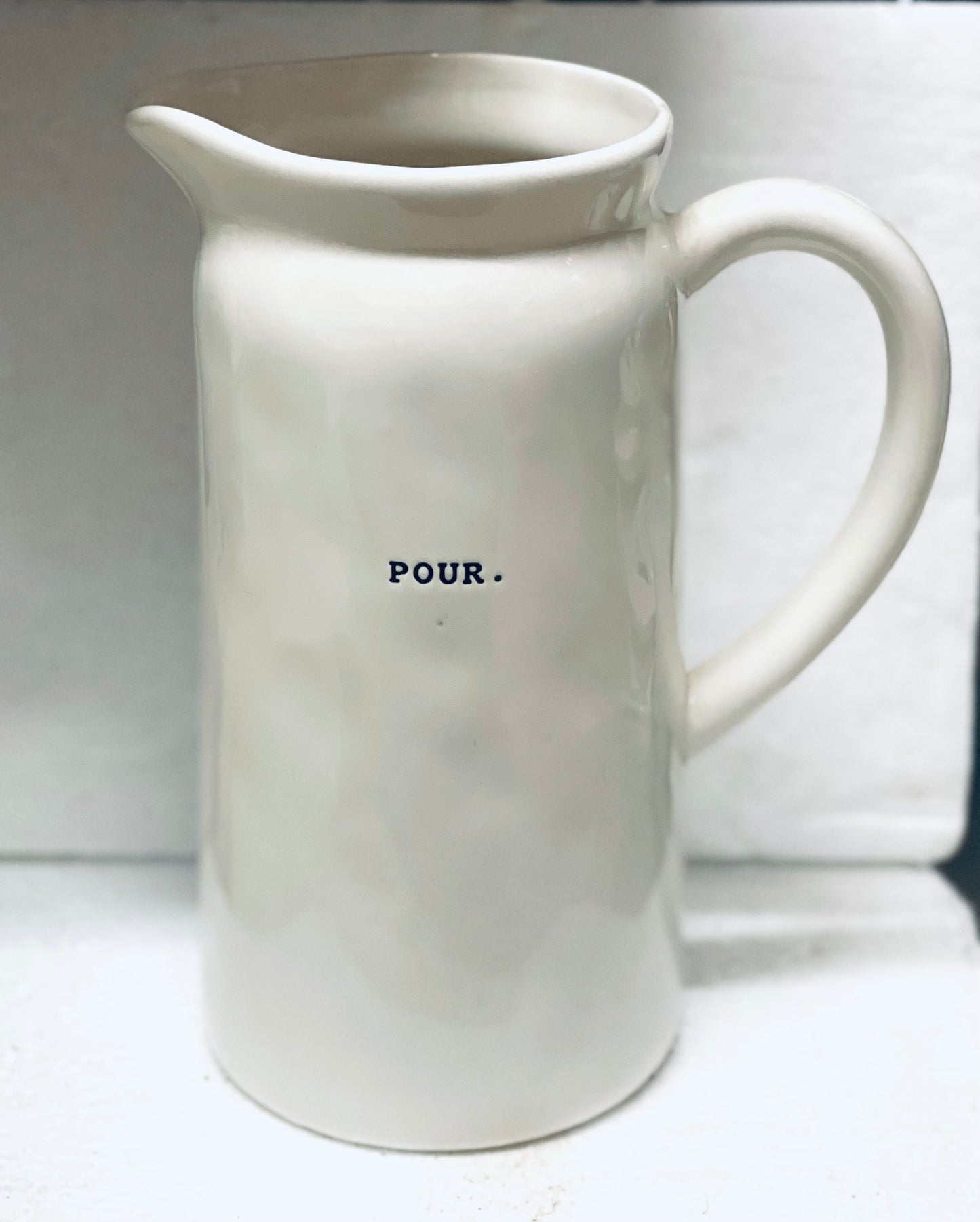 Rae Dunn Vintage white ceramic Typewriter Collection pitcher-POUR