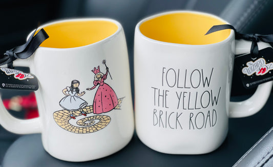 New Rae Dunn ceramic WIZARD of OZ collection movie coffee mug FOLLOW THE YELLOW BRICK ROAD