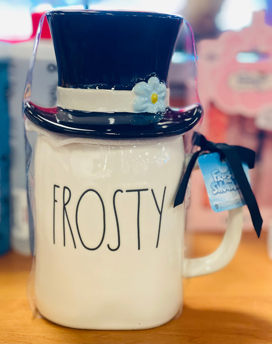 New Rae Dunn Frosty The Snowman topper ceramic coffee mug-FROSTY