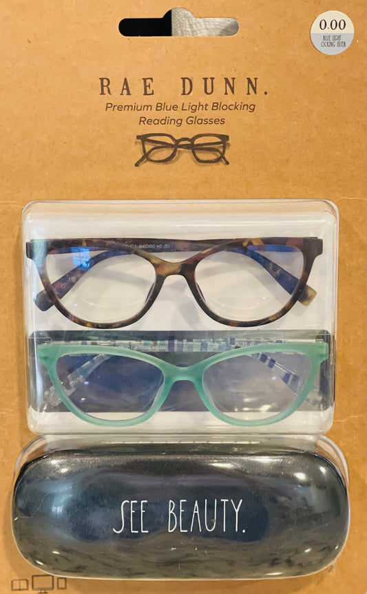 New in box Rae Dunn Premium light blocking Reading Glasses. SEE BEAUTY 0.00