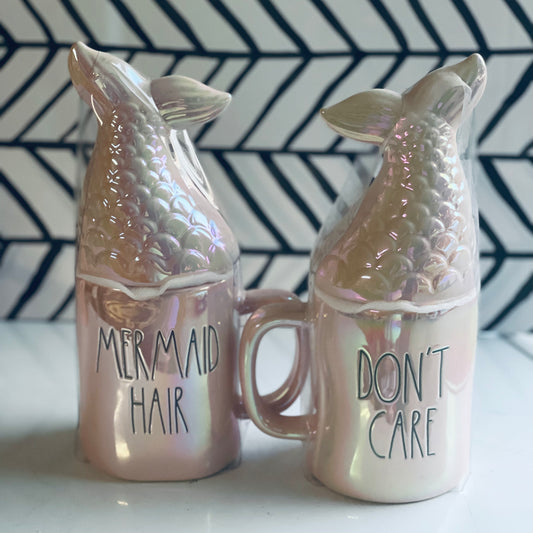 New Rae Dunn ceramic mermaid iridescent topper coffee mug