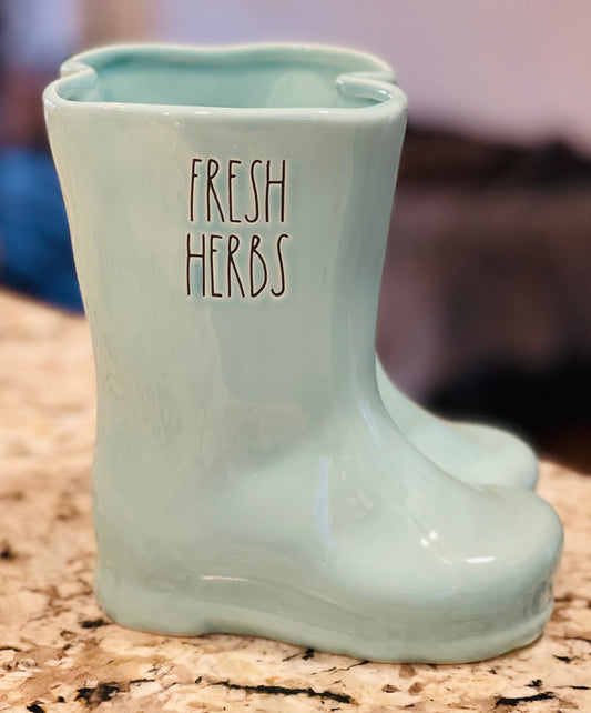 New Rae Dunn ceramic rain boots decor FRESH HERBS