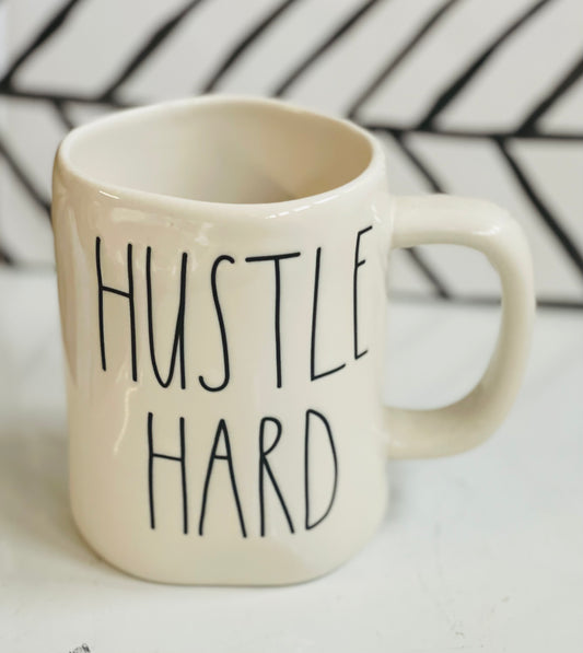 New Rae Dunn ceramic coffee mug- HUSTLE HARD