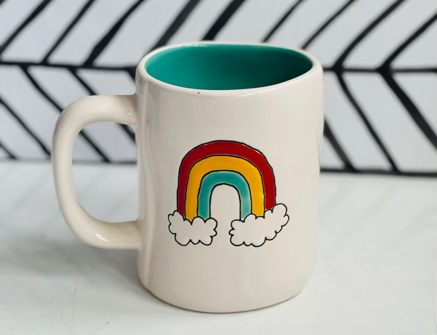 New Rae Dunn ceramic coffee mug-CHASING RAINBOWS