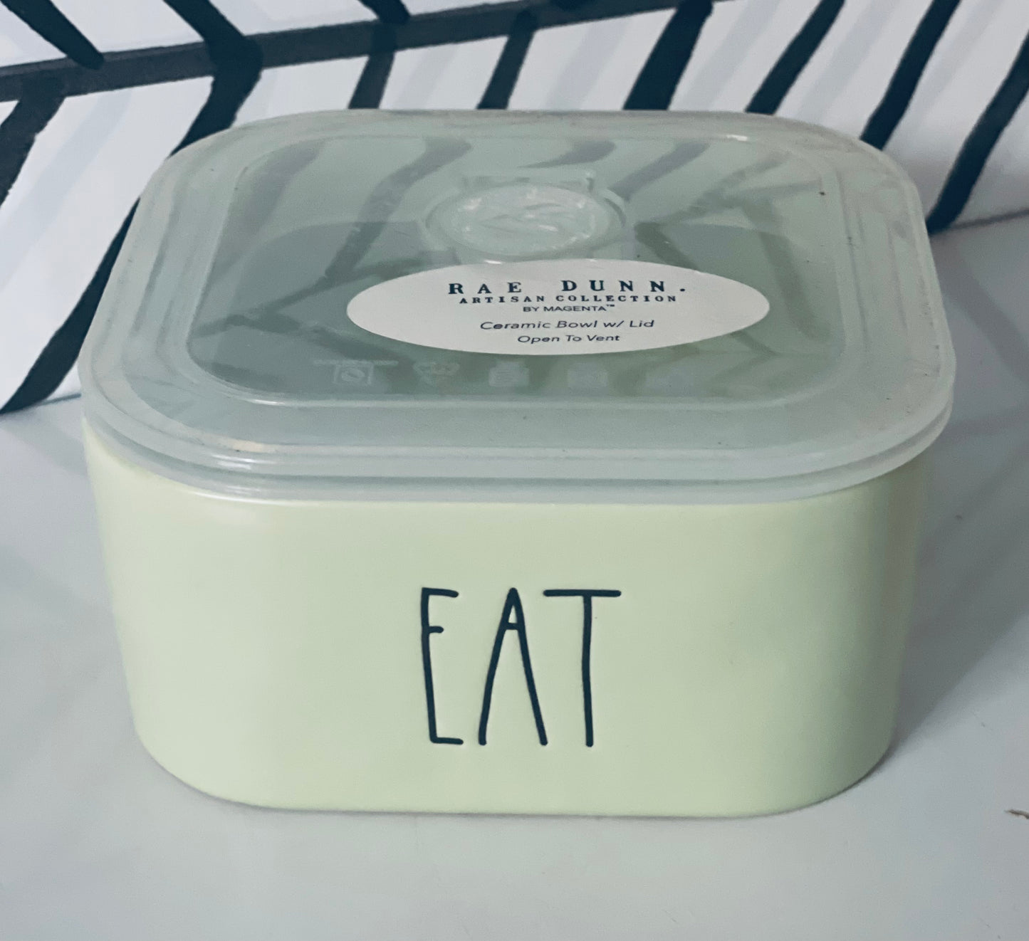 New Rae Dunn mint green ceramic food storage container vented lid