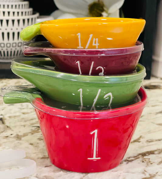 New Rae Dunn ceramic Vegetable style measuring cup set