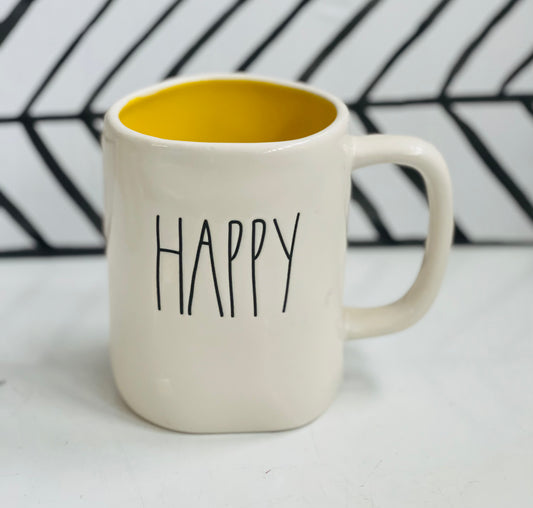 New Rae Dunn ceramic coffee mug-HAPPY