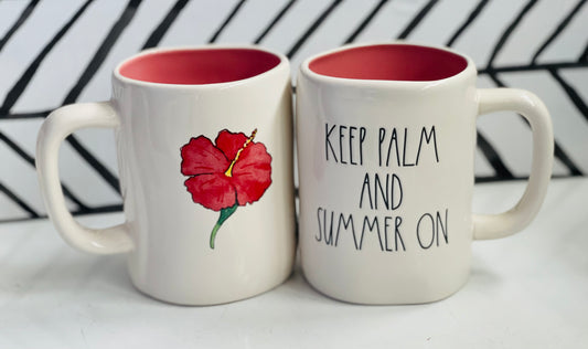 New Rae Dunn ceramic coffee mug-KEEP PALM AND SUMMER ON