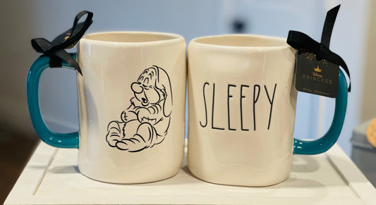 New Rae Dunn ceramic Snow White movie line coffee mug SLEEPY