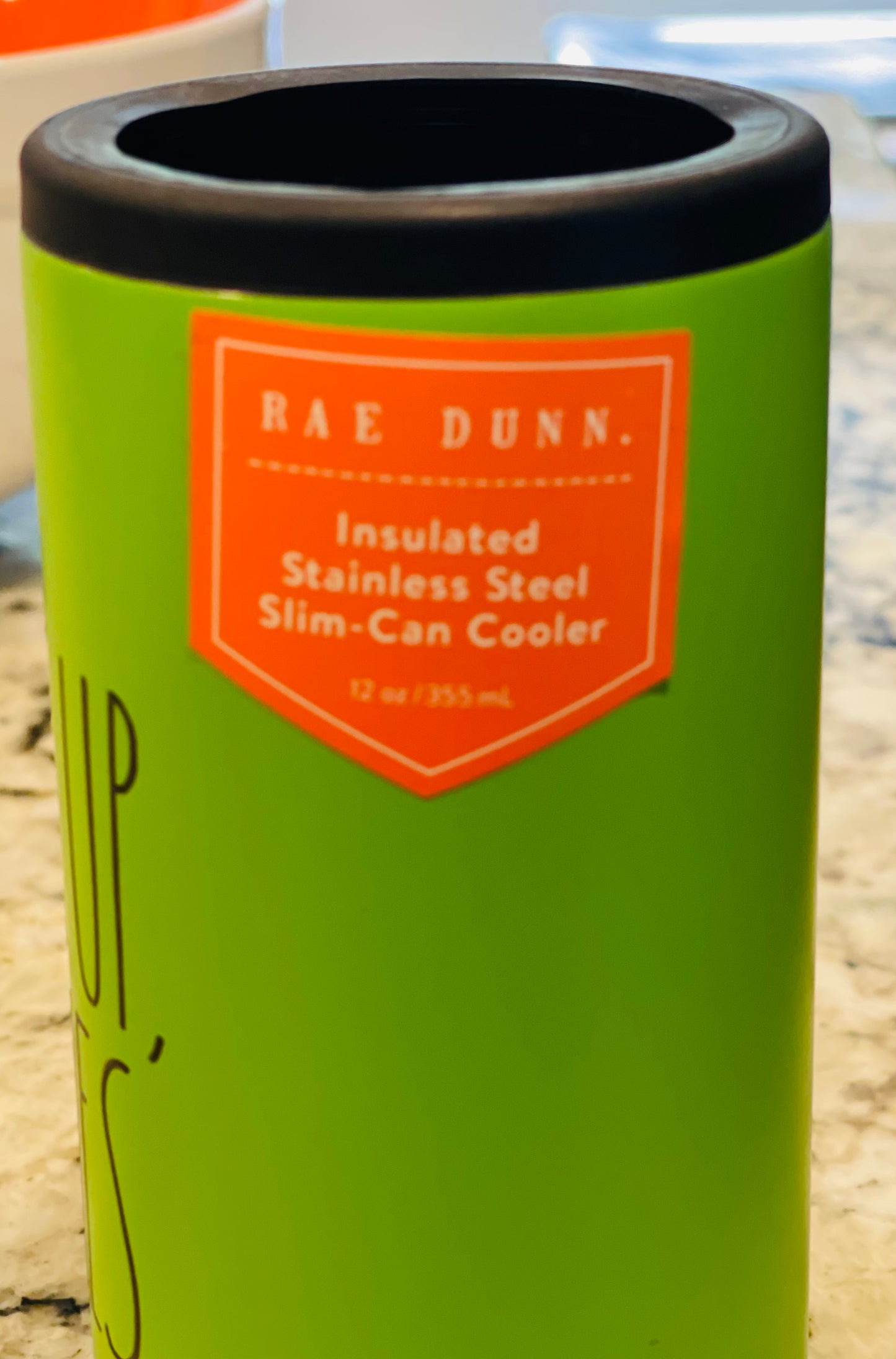 New Rae Dunn Halloween green slim can coozie